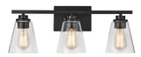 CANVAS Venlaw 3-Light Vanity Light Fixture with Clear Glass Shade, Matte Black