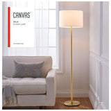 CANVAS White Drum Shade Floor Lamp, 16-in, Metallic Gold/Matte Brass