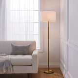 CANVAS White Drum Shade Floor Lamp, 16-in, Metallic Gold/Matte Brass