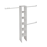 Expandable Closet Organizer Kit with 3-Closet Rod, White, 12-in