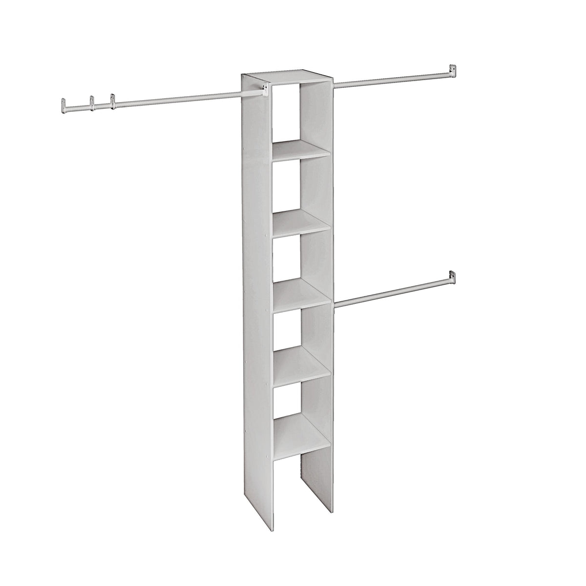 Expandable Closet Organizer Kit with 3-Closet Rod, White, 12-in