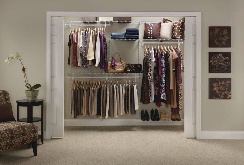 Wire Shelf Track Closet Organizer Kit, White, 5 x 8-ft T712