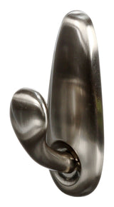 Command Large Decorative Metallic Hook with Adhesive Strips, Brushed Nickel, 5-lbs, 1 Strip per Pack