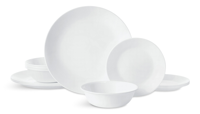 Winter Dinnerware Set, Serves 4, 12-pc, Frost White L1124