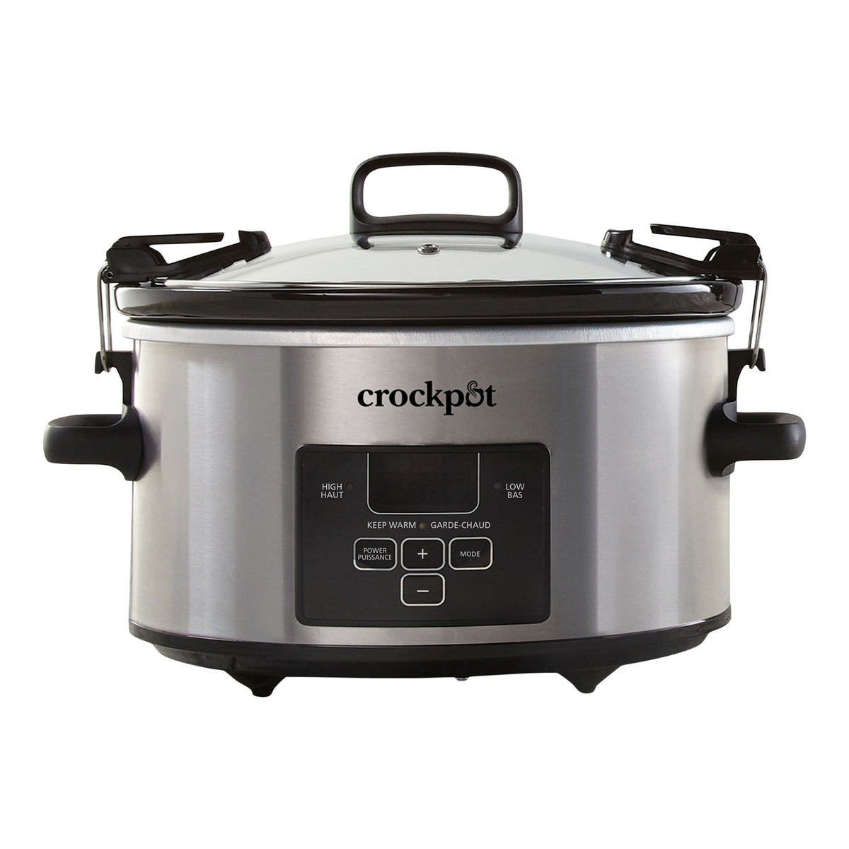 Digital Programmable Slow Cooker with Locking Lid, Feeds 4 People & More, Stainless Steel, 4-qt