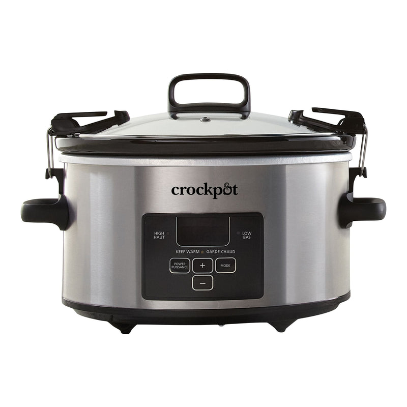 Digital Programmable Slow Cooker with Locking Lid, Feeds 4 People & More, Stainless Steel, 4-qt K124