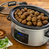 Digital Programmable Slow Cooker with Locking Lid, Feeds 4 People & More, Stainless Steel, 4-qt
