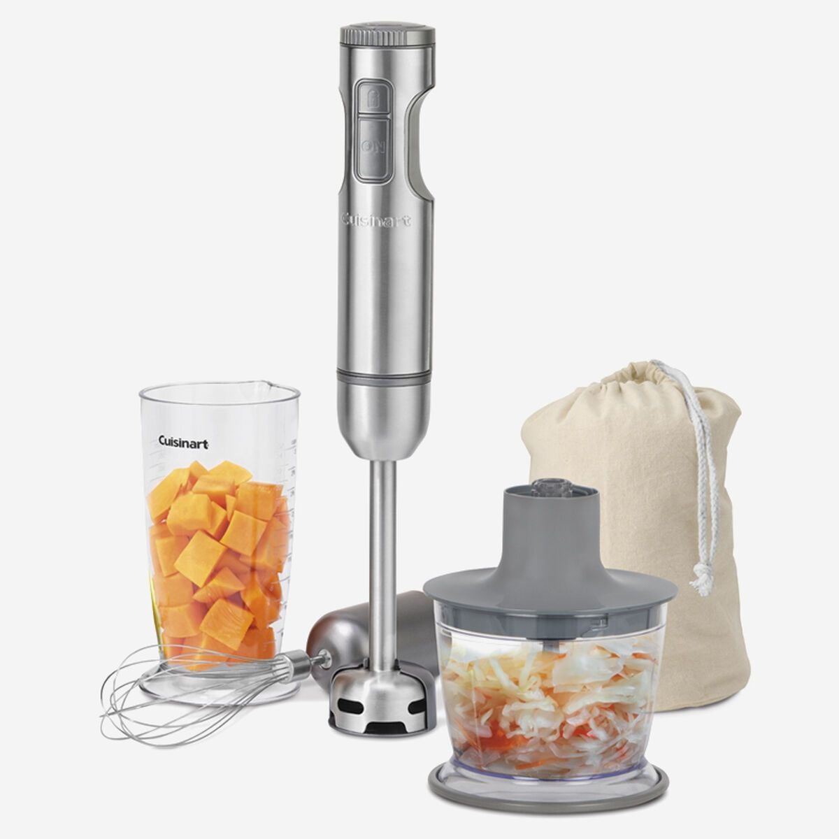 SmartStick 2-Speed Corded Hand Blender with Chopper & Whisk Attachments, Stainless Steel