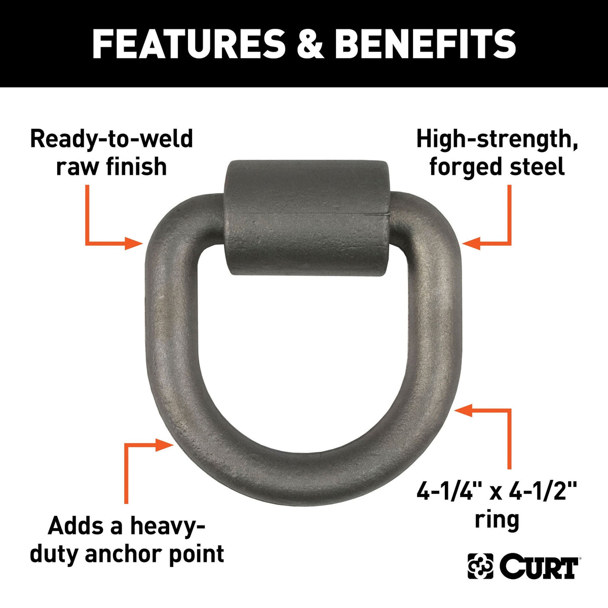 83760 3 x 3-in Weld-On Tie-Down D-Ring (8,833 lbs, Raw Steel)