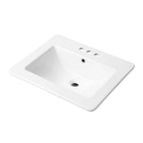 Square Drop-In Basin with Overflow, White, 21 x 18.5-in