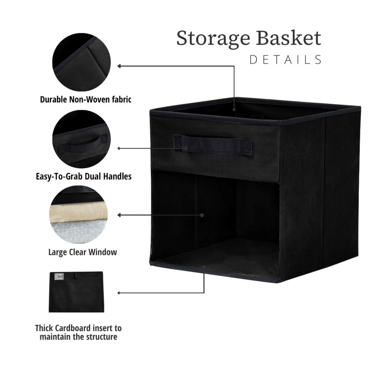 Collapsible Transparent Front Cube, 11-in, 6-pk, Black