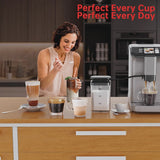 Full Automatic Espresso Machine with Built-In Grinder & Milk Frother - FTF Touchscreen Coffee Maker for Latte/Cappuccino, 20 Bar Pressur & 1.5L...