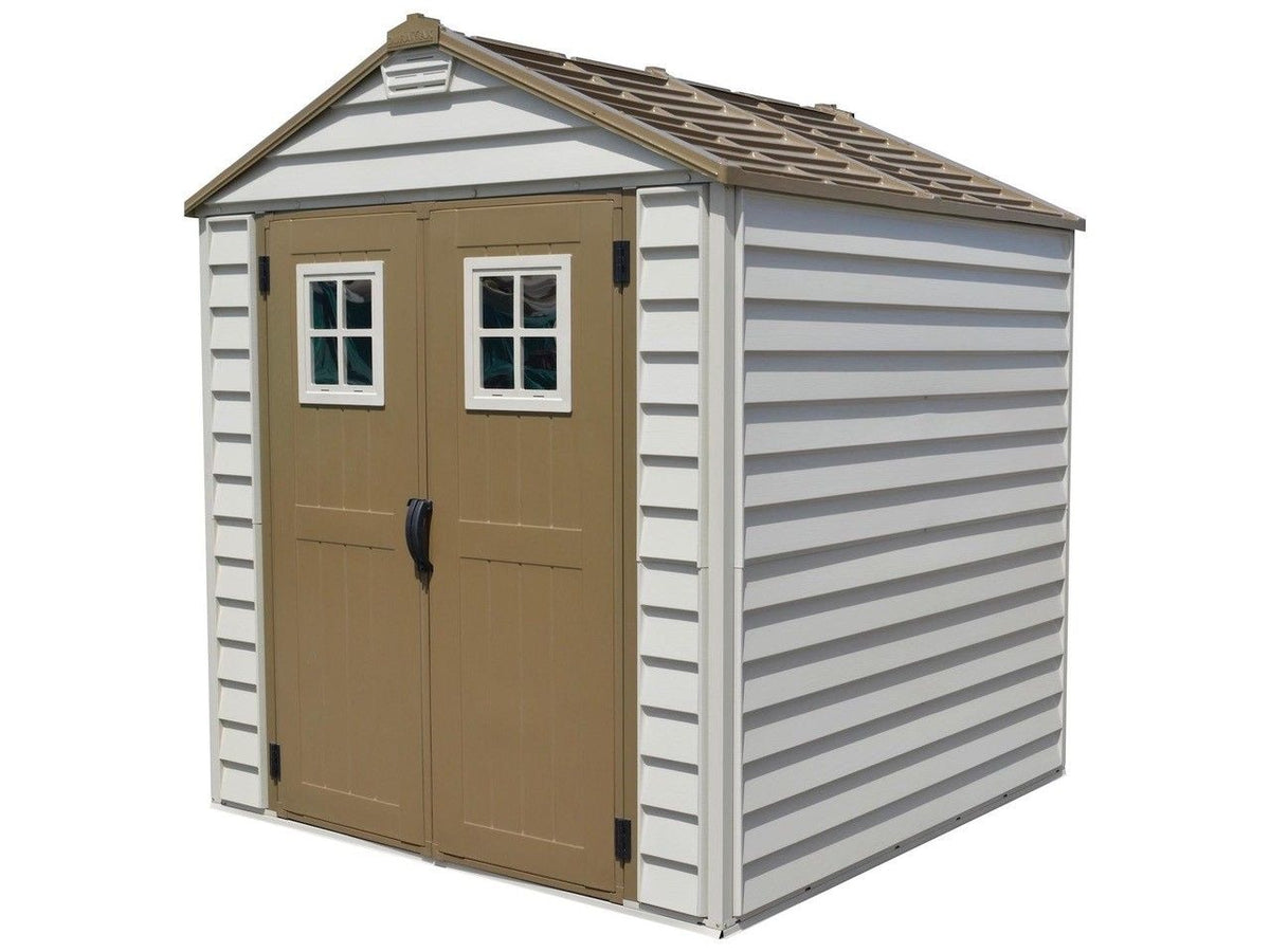 StoreMax Vinyl Garden Shed, Brown, 7-ft x 7-ft