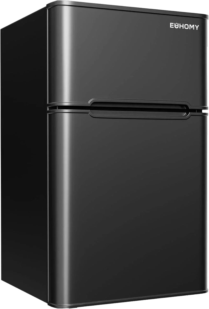 EUHOMY 3.2 Cu.Ft Mini Fridge with Freezer -- 2-Door Compact Refrigerator for Bedroom, Dorm, Office or Apartment, Silver C2479