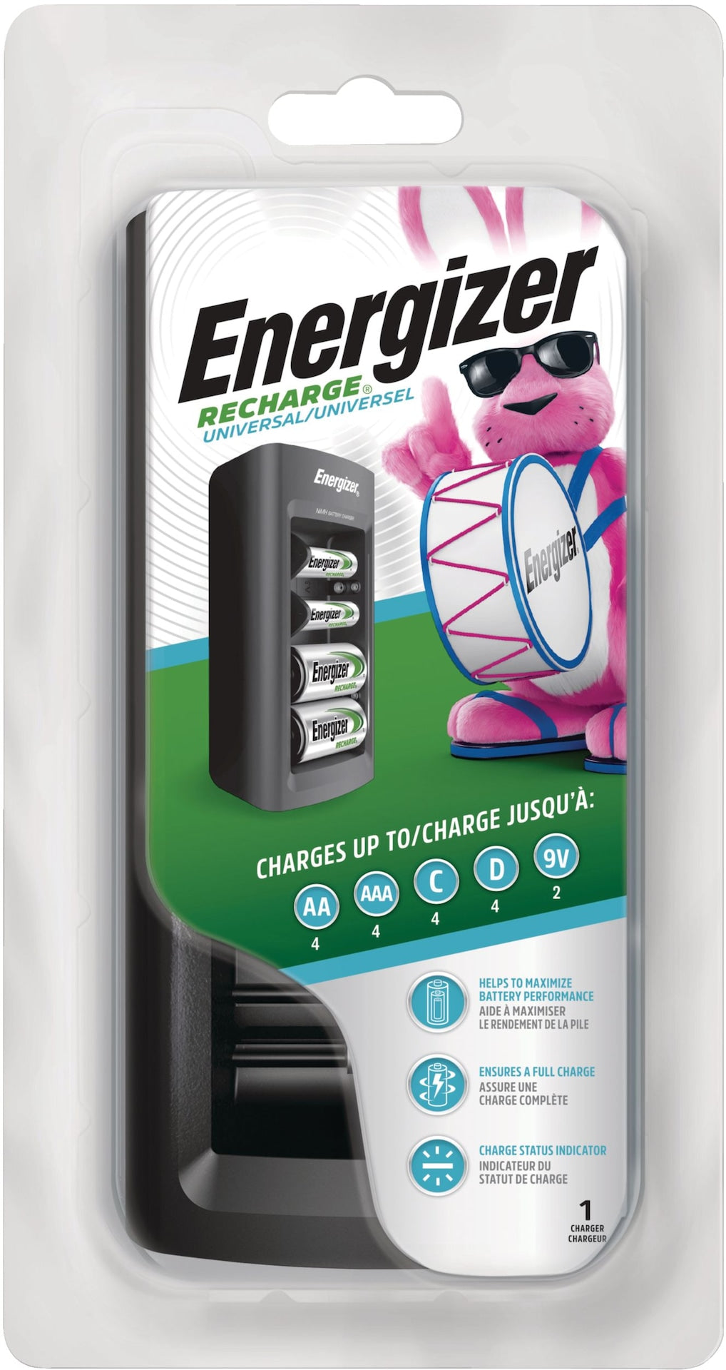 CHFC Universal Battery Charger For NiMH Rechargeable Batteries, AA/AAA/C/D/9V