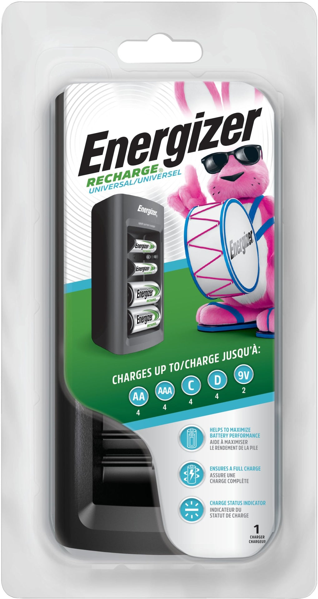 CHFC Universal Battery Charger For NiMH Rechargeable Batteries, AA/AAA/C/D/9V