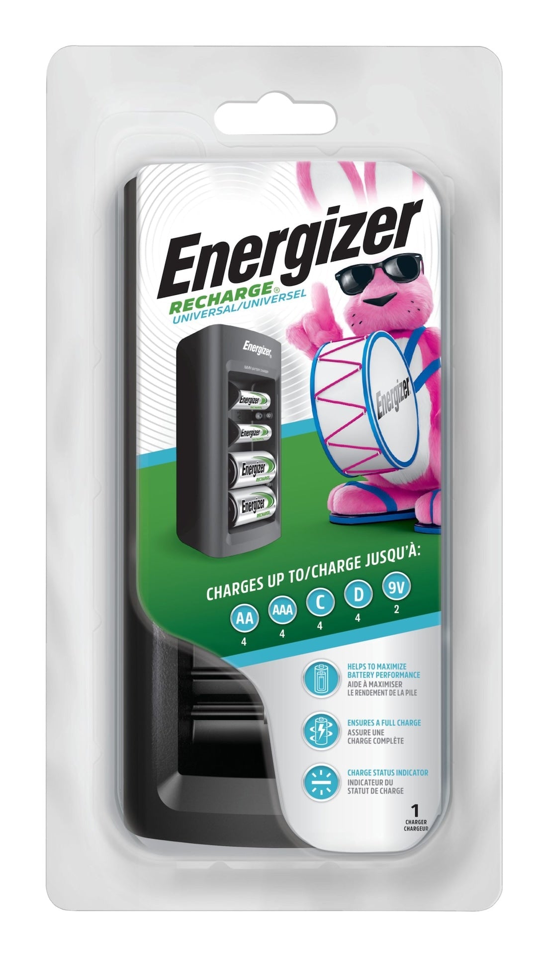 CHFC Universal Battery Charger For NiMH Rechargeable Batteries, AA/AAA/C/D/9V