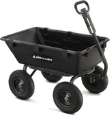 Heavy Duty Poly Utility Dump Wagon Garden Cart w/Pneumatic Tires, 6 Cu Ft - 1200 lb Capacity Outdoor Wheelbarrow for Yard, Landscaping & Gardening, Lawn Tractor or ATV Towable- Carts