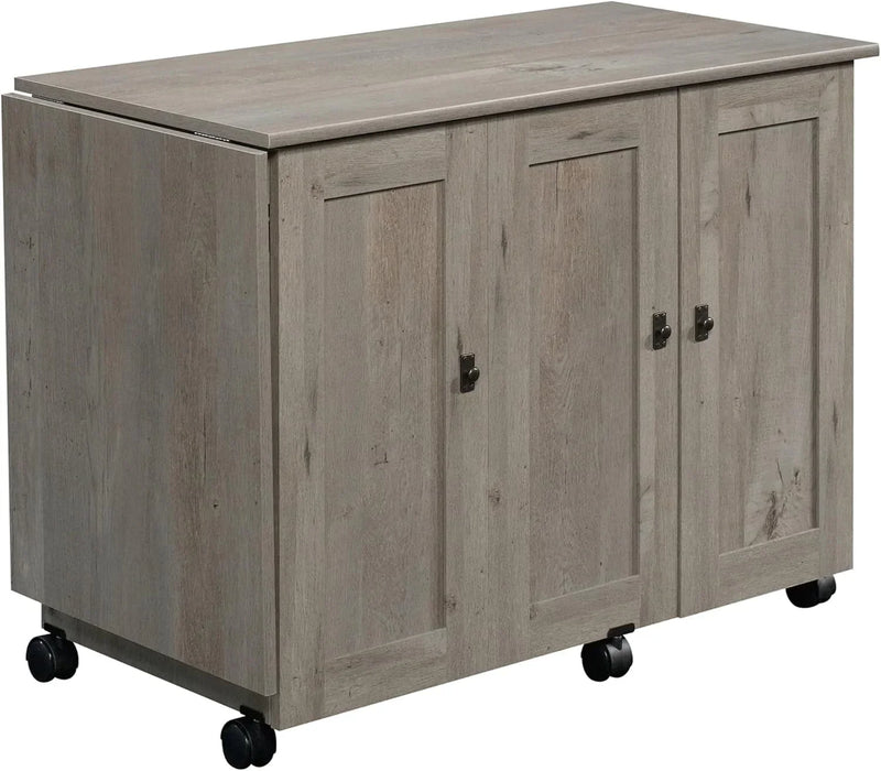 Craft Cart Storage Cabinet, Rolling Sewing Table with Expandable Top, Mystic Oak Y2652