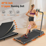 2 in 1 Walking Pad Treadmill, Foldable Treadmills with Handle Bar, 2.5HP Portable Folding Treadmill with Remote Control, Under Desk Treadmill for...