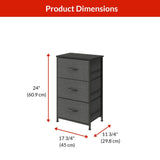 Fabric 3-Drawer Storage Organizer, Grey