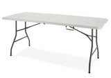 Portable Folding Table with Casters & Handle, 6-ft, White