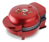 Non-Stick Mini Waffle Maker and Griddle, 6 Interchangeable Plates, Non-Stick, Red.
