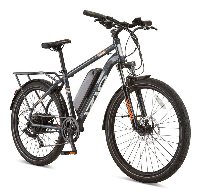 Tangent All-Terrain 48V Electric Bike with Storage Carrier, 26-in Wheel, Grey K9581