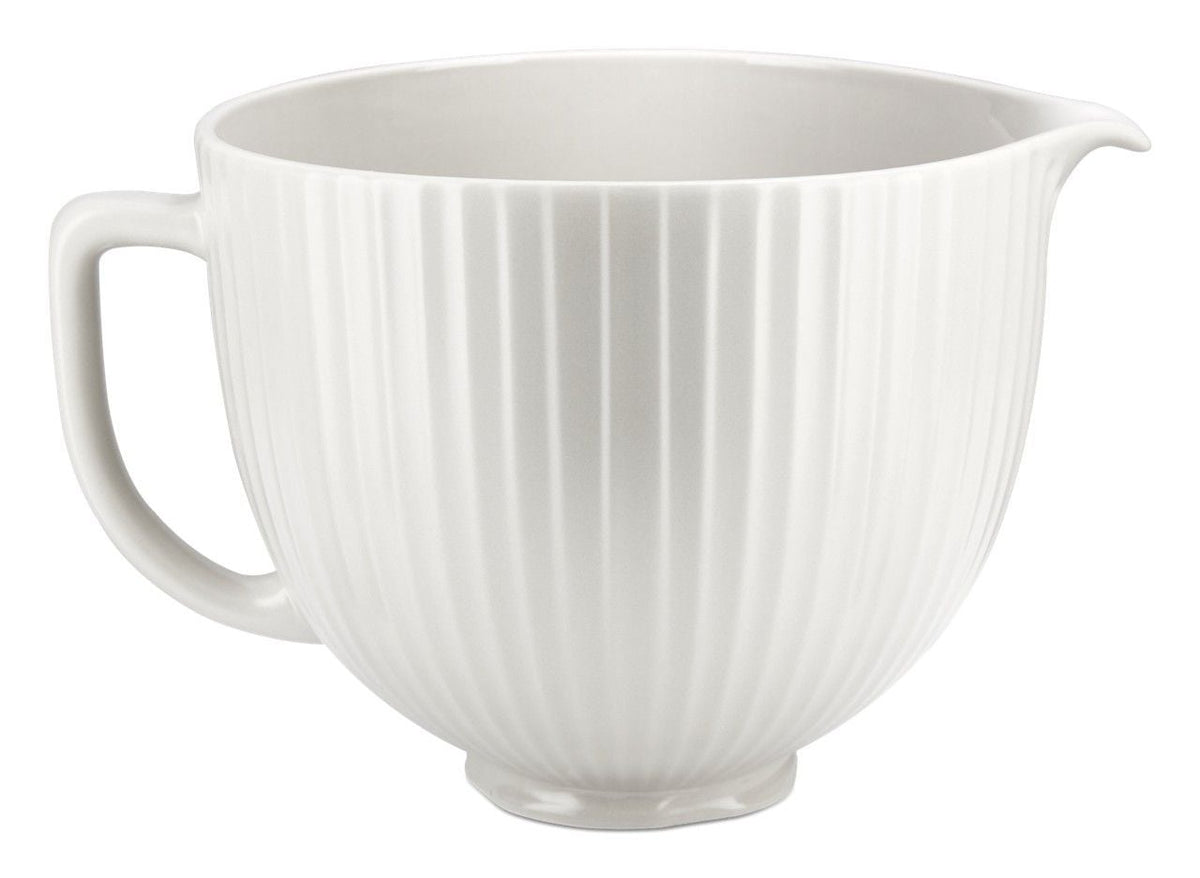 Microwave Safe Ceramic Bowl with Columns, White