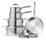 3-Ply Hammered Stainless Steel Cookware Set, 10-pc