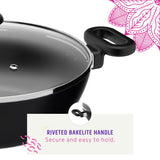 5.6qt Non-Stick Karahi with lid 30cm 12in