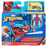 Marvel Web Blast Cycle Toy Set with 4-in Poseable Action Figure and 2 Web Projectiles