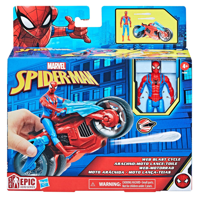 Web Blast Cycle Toy Set with 4-in Poseable Action Figure and 2 Web Projectiles C6285