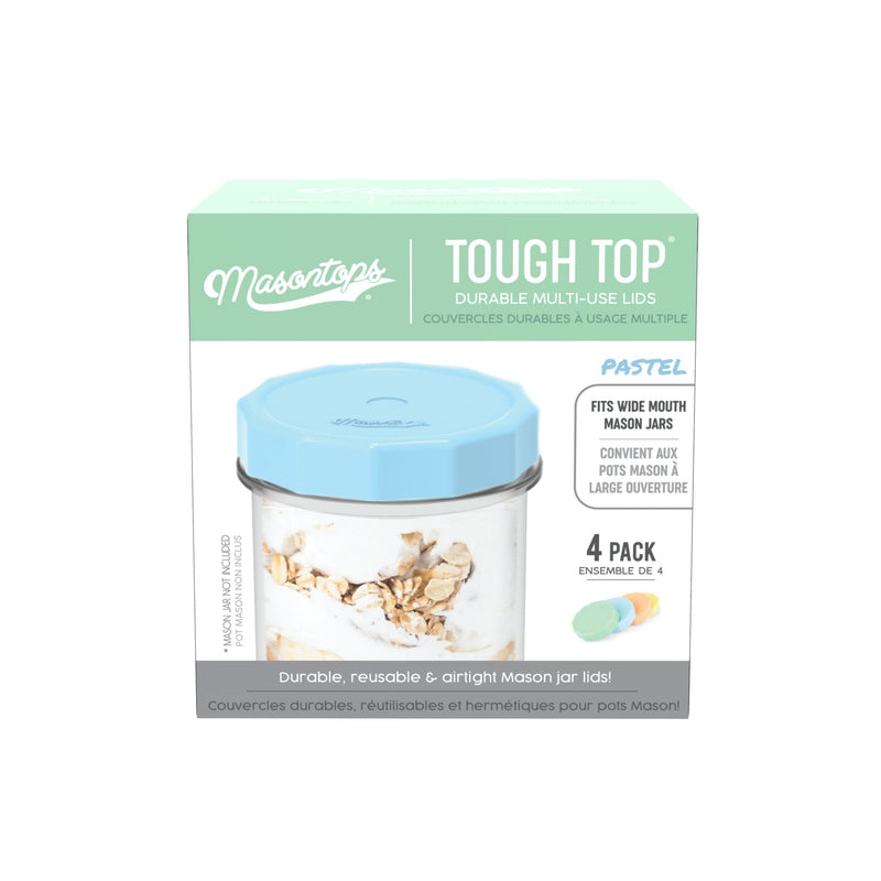 Tough Tops Durable Plastic Lids, Regular-Mouth, Assorted, 4-pk F2003