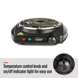 Single Burner Hot Plate, Black, 1000W