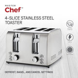 Stainless Steel Toaster with 3 Settings, 4-Slice