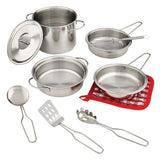Toy Kitchen Stainless Steel Cookware Set For Kids, 10 pc, Ages 3+