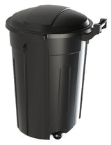Resin Circular Wheeled Outdoor Garbage Can with Lid, Black, 121-L