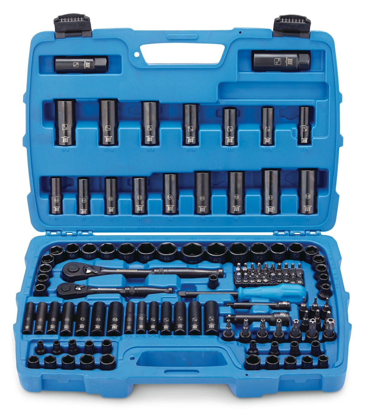 Socket Set, 122-pc, SAE/Metric, CRV, Black Steel Finish