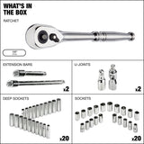 MAXIMUM 1/2-in Drive Professional Grade Socket Set, 45-pc, SAE/Metric, CRV, Nickel-Chrome Plating