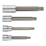 MAXIMUM Extra Long Shank Triple Square Bit Socket Set, 4-pc