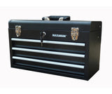 MAXIMUM Portable Metal Tool Box with 3 Drawers, Black, 21-in