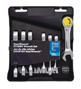 MAXIMUM Stubby Ratcheting Wrench Set, Metric, Nickel-Chrome Plating, 7-pc