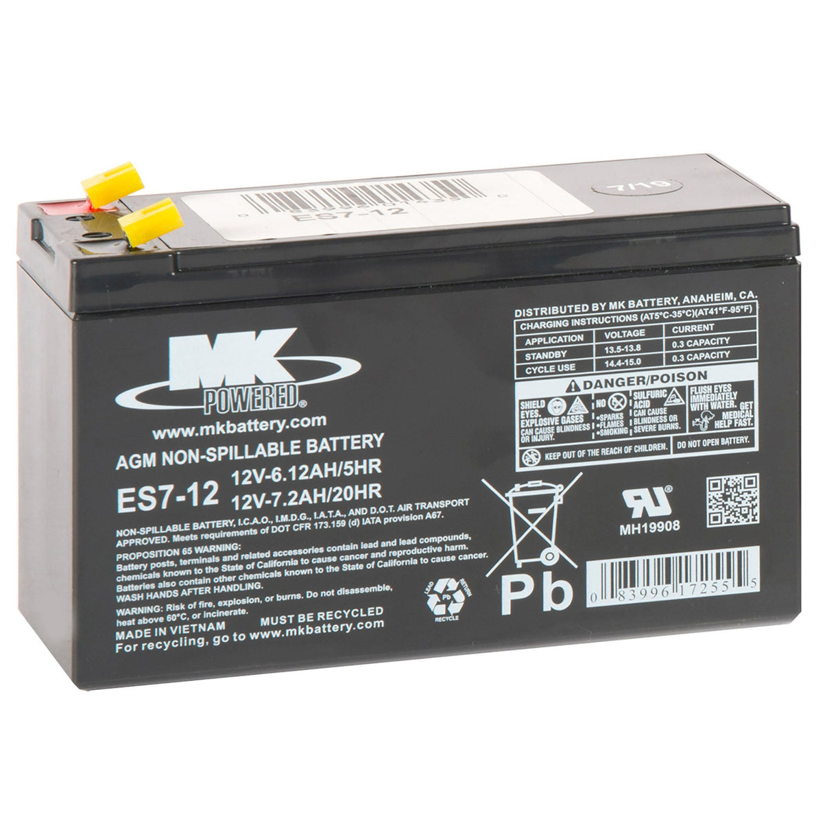 12-Volt 7.2 Ah SLA Battery, F2 Terminal