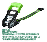 1,500-lb Reflective Ratchet Tie-Down Strap with Padded D-Handle, 1-in x 12-ft, 2-pk
