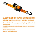 3,300-lb Retractable Heavy-Duty Ratchet Tie Down Straps, 2-in x 10-ft, 2-pk