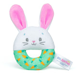 Hop Little Bunnies Soft Rattle Toy, Baby Teething Toys with Plush Bunny Cover, Toddler Toys
