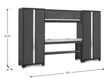 Bold 3.0 Series Lockable Steel Garage Cabinetry Set with Stainless Steel Top, Grey, 120-in x 18-in x 72-in, 5-pc