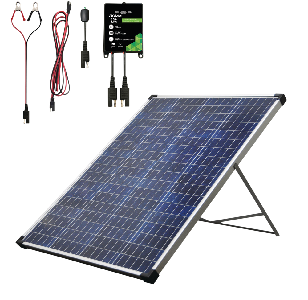 100 Watt, 12V Crystalline Solar Panel Kit with Stand and Charge Controller