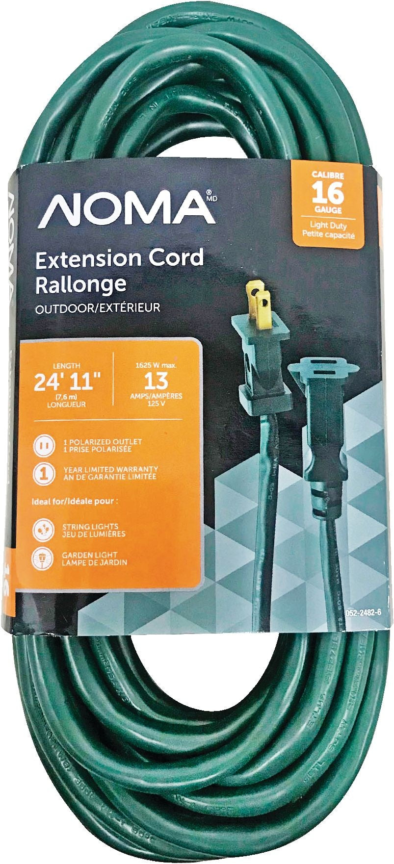 24-ft 11-in 16/2 Outdoor Extension Cord with 1 Outlet, Green